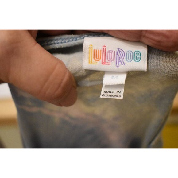 Women's Lularoe Custom Bleach Dye Over-size T-shirt Light Blue Size M - Picture 4 of 5